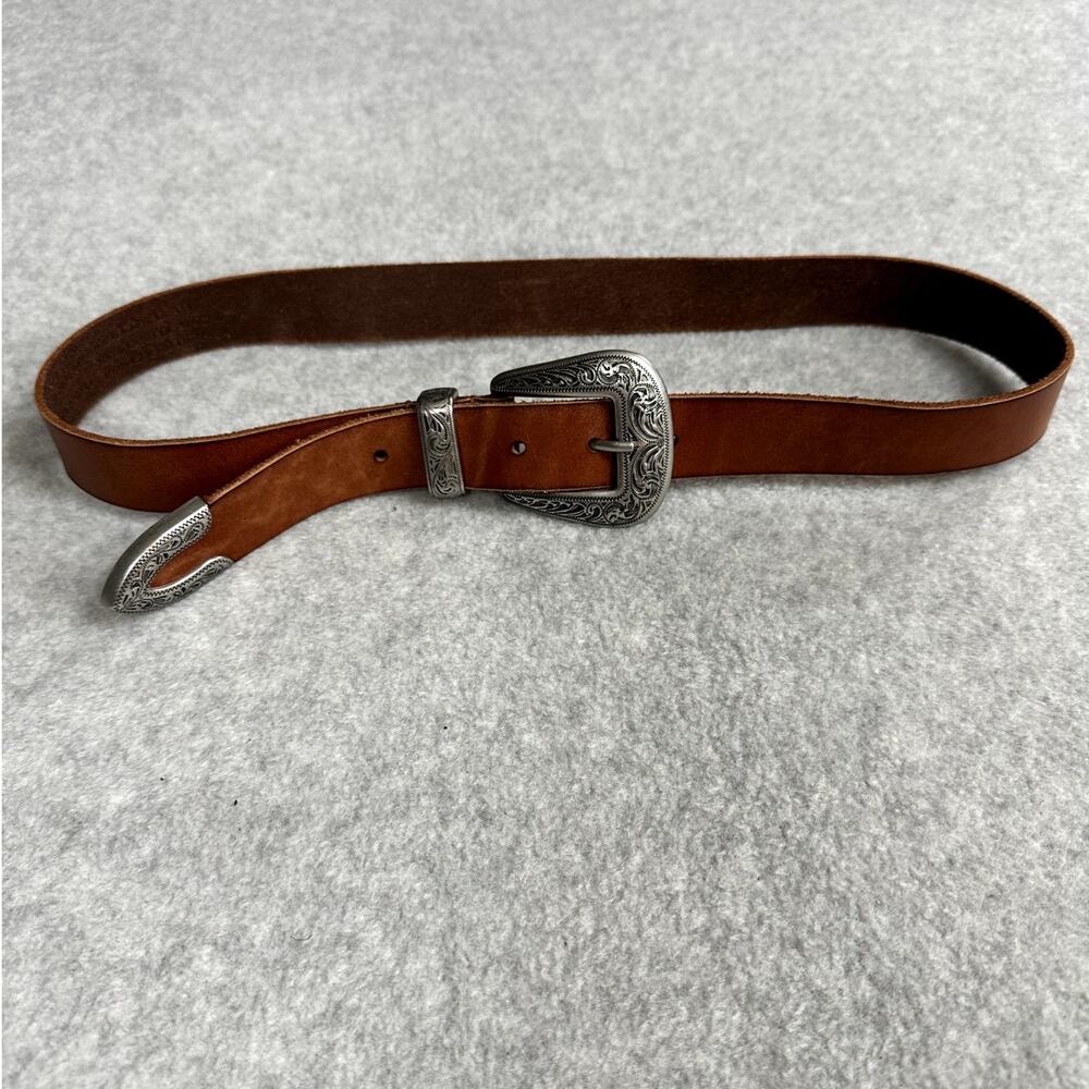 Leather Western Belt Women's M Brown Adjustable Urban Outfitters Rodeo Cowhide - Picture 1 of 11